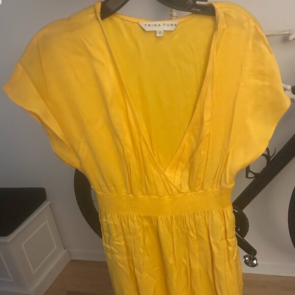 Trina Turk Fringe Yellow Dress - Picture 1 of 2